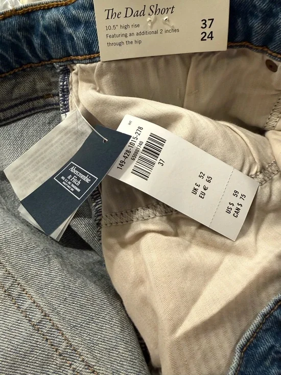 Abercrombie & Fitch Curve Love Dad Shorts High Rise Distressed Denim Size 37 NWT - Picture 7 of 11